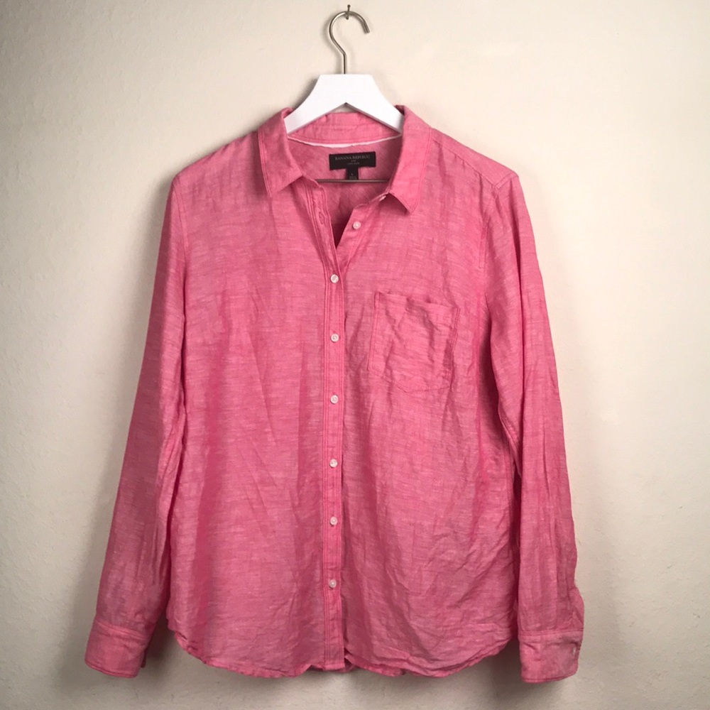Banana Republic Soft Wash Linen Shirt Salmon Large